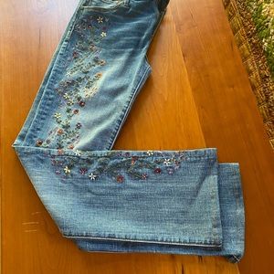 Embroidered boot cut jeans